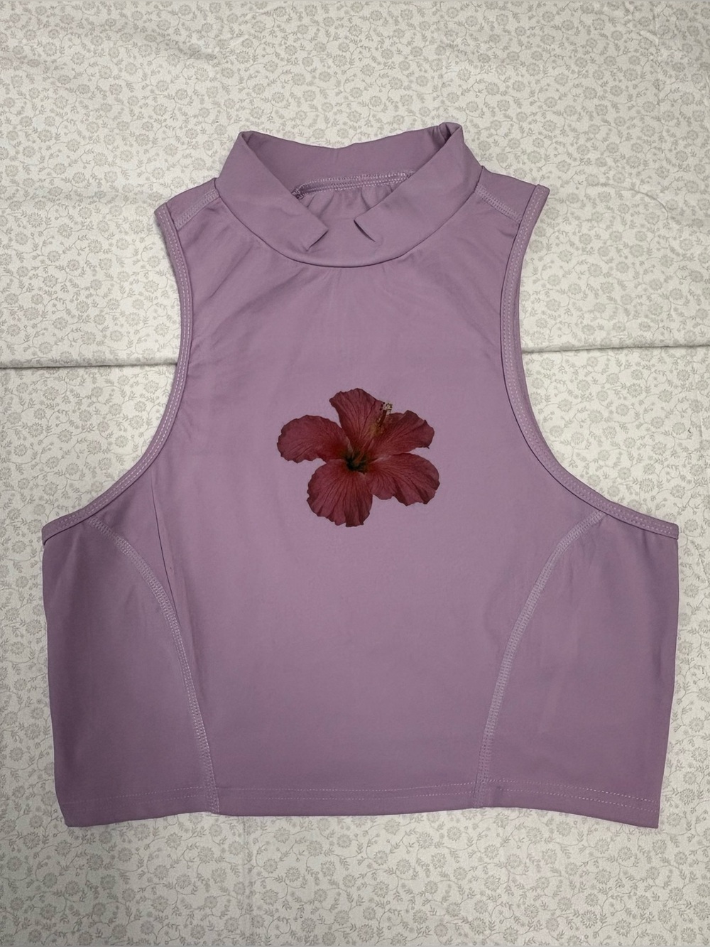 Women’s Purple Cropped Mock Neck Sleeveless Stretch Tank Slim Fit Pullover S